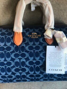 Coach Rowan Satchel Bag In Signature Denim Canvas NWT CY699
